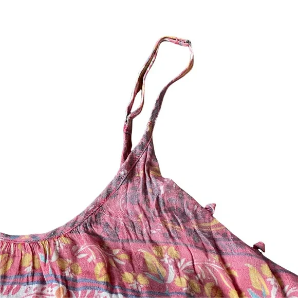 KIMCHI BLUE washed out look red & yellow floral/tribal strappy mini dress - Picture 5 of 15